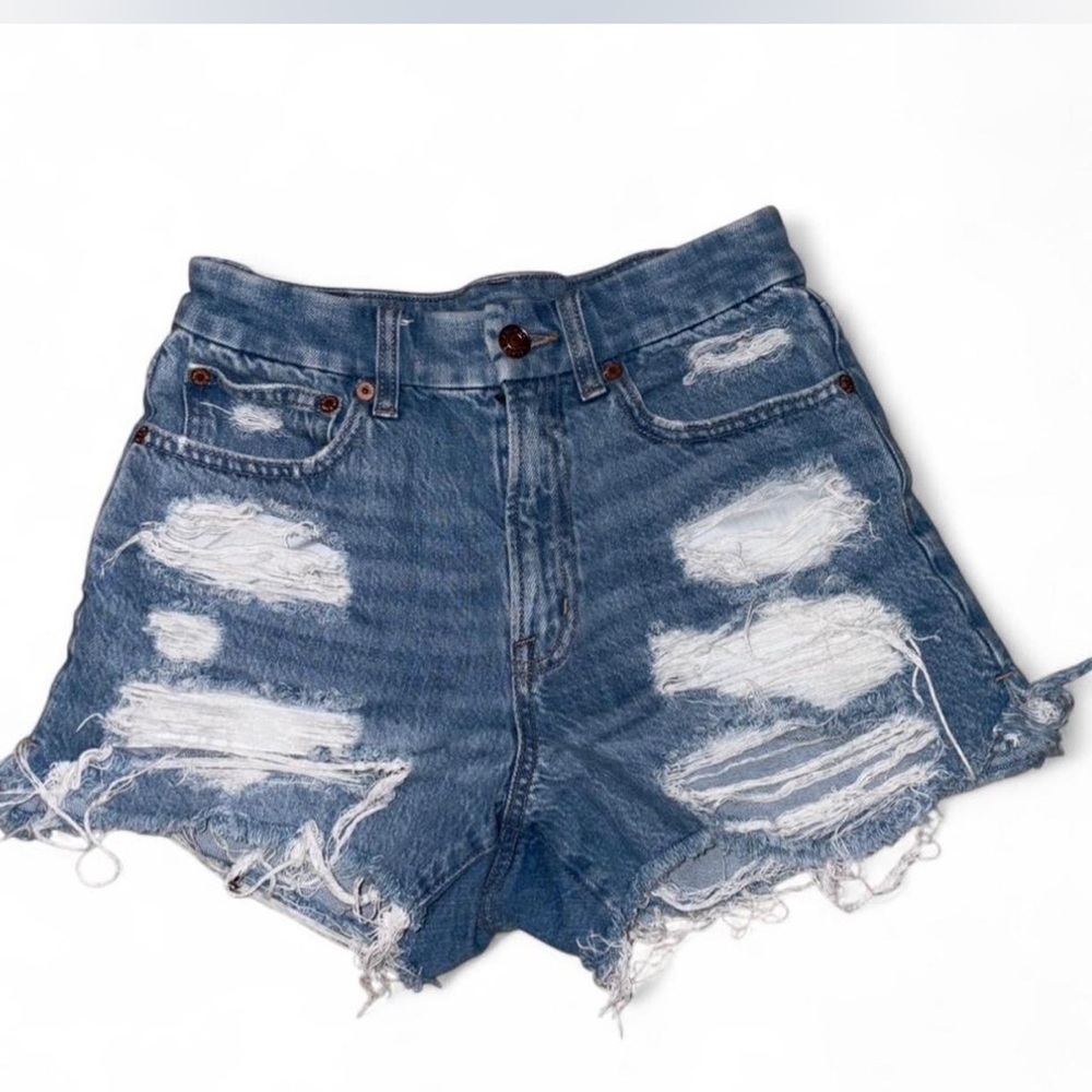 American Eagle Outfitters Blue Distressed Jean Shorts